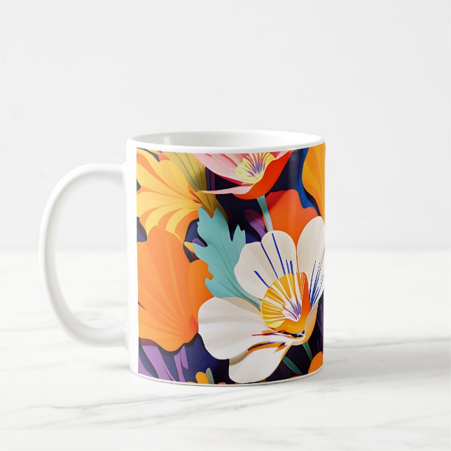 Bold Pop Art California Poppies Kaffemugg (Vänster)
