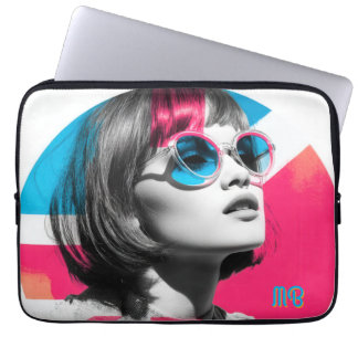 Bold Pop Art Cool Girl Retro Modern British Style Laptop Fodral