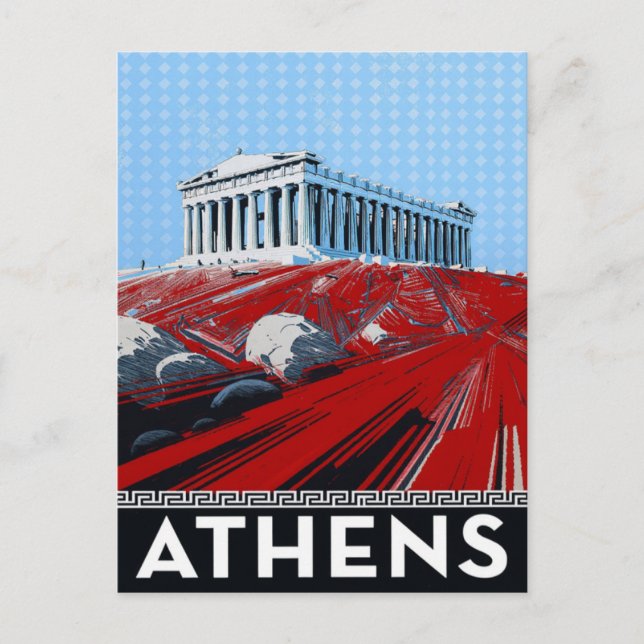 Bold Pop Art Style Athens Parthenon Greece Vykort (Framsida)
