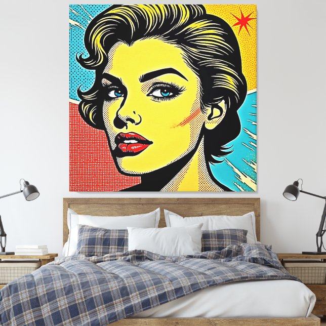 Bold Pop Art Woman Defined Canvastryck (Insitu (sovrum))