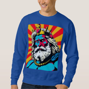 Bold Pop Art Zeus - Fyrfull grekisk gud Illustrati Lång Ärmad Tröja