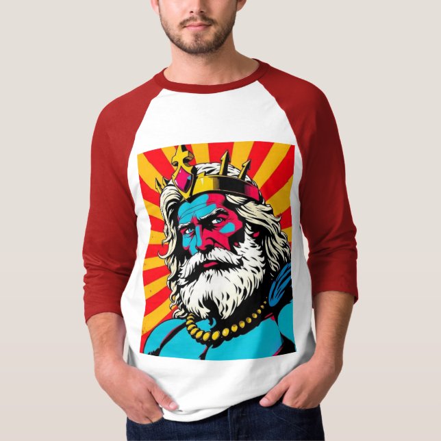 Bold Pop Art Zeus - Fyrfull grekisk gud Illustrati T Shirt (Framsida)
