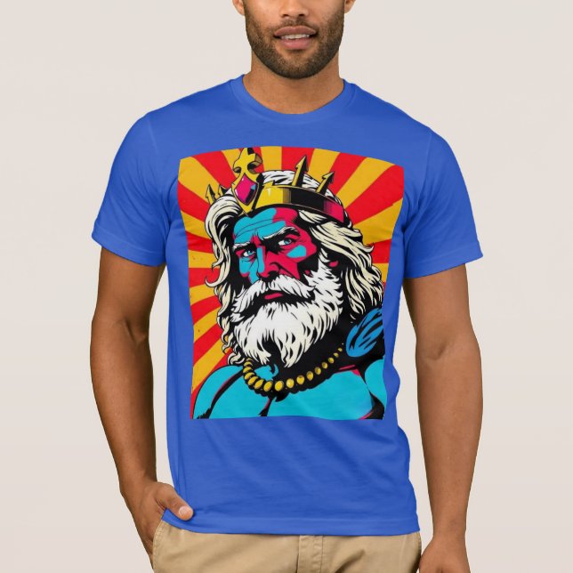 Bold Pop Art Zeus - Fyrfull grekisk gud Illustrati T Shirt (Framsida)