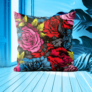 Bold Punk Blooms Blommigt Dekorativ kudde
