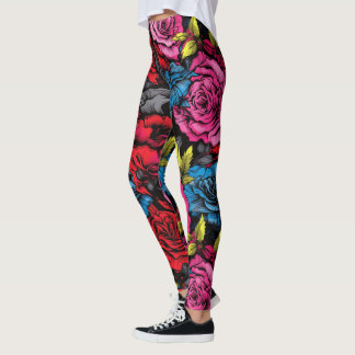 Bold Punk Blooms Floral Leggings