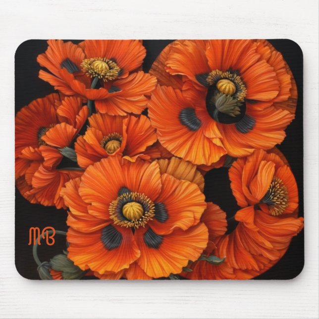 Bold Radiant Beauty Orange Poppy Floral Art Musmatta (Framsidan)