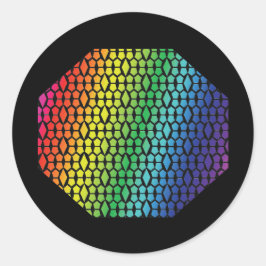 Bold Rainbow and Black Honeycomb Diamond Mönster Runt Klistermärke
