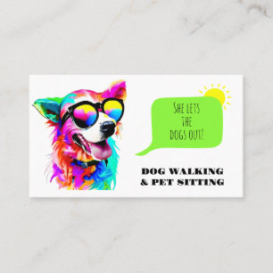 Bold Rainbow Dog Walker Pet Sitter Visitkort
