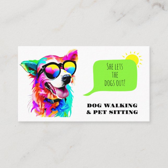 Bold Rainbow Dog Walker Pet Sitter Visitkort (Framsida)