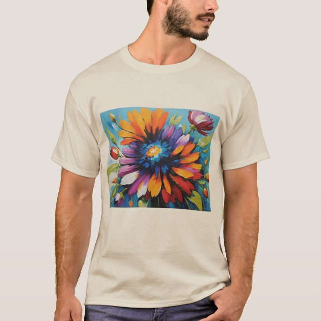 Bold Rainbow Färgad Zenia Flower T Shirt (Framsida)