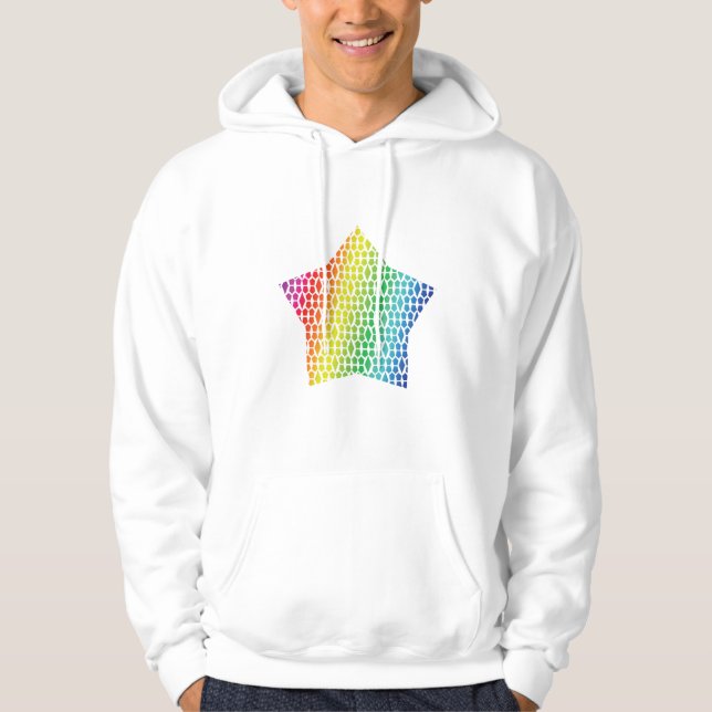 Bold Rainbow Honeycomb och Diamond Mönster star Hoodie (Framsida)