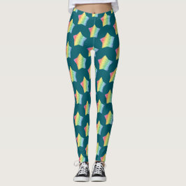 Bold Rainbow Honeycomb och Diamond Mönster star Leggings