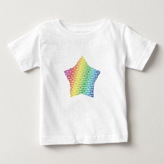 Bold Rainbow Honeycomb och Diamond Mönster star T Shirt (Framsida)