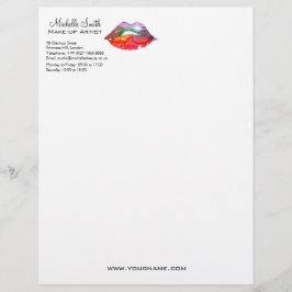 Bold Rainbow Läppar Watercolor Teckning Beauty Mak Brevhuvud