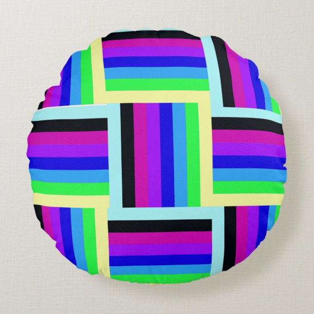Bold Rainbow Rand 16 x 16 Round Rund Kudde (Framsidan)