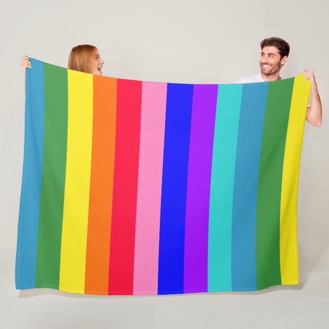 Bold Rainbow Rand fleece filt (På plats)