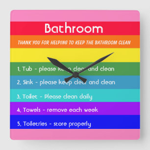 Bold Rainbow Rand Fyrkantig Klocka