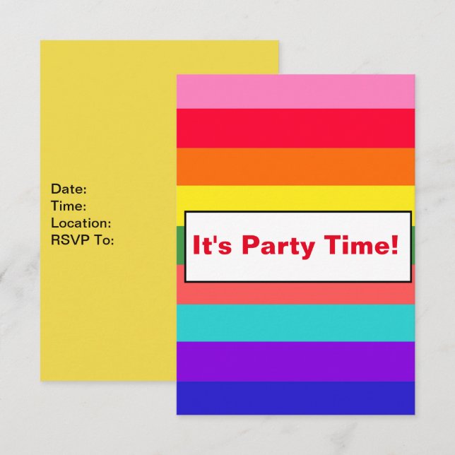 Bold Rainbow Rand inbjudan (Fram/baksida)