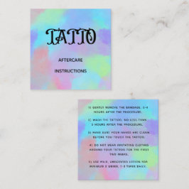Bold Rainbow Unicorn Tattoo Eftervård Instruction Fyrkantigt Visitkort