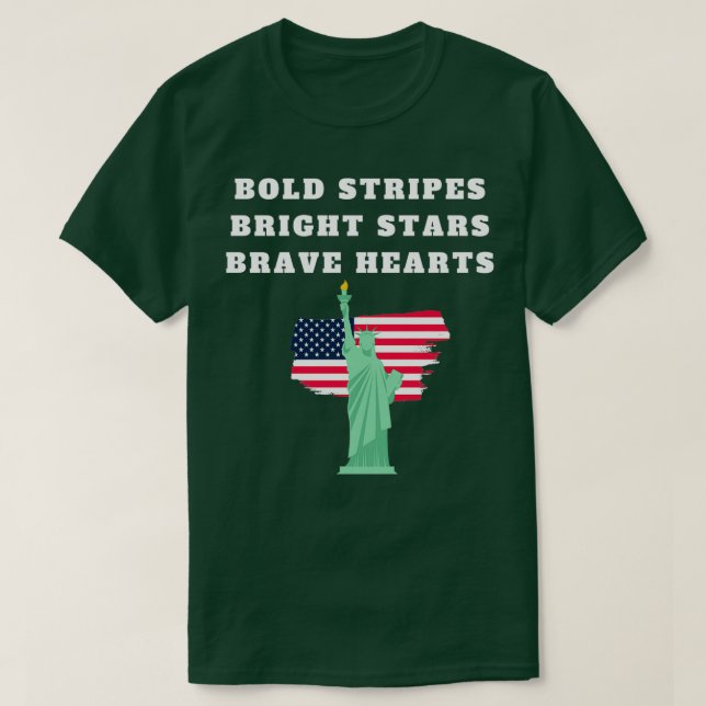 Bold rand Bright Stars Modiga hjärtan juli 4:e am T Shirt (Design framsida)