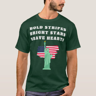 Bold rand Bright Stars Modiga hjärtan juli 4:e am T Shirt