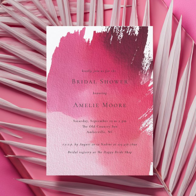 Bold Red Abstract Painting Modern Bridal Shower Inbjudningar (Skapare uppladdad)