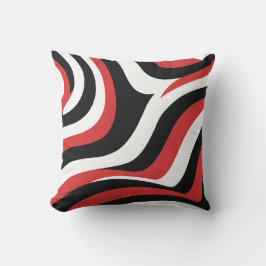 Bold Red and Black Wave Mönster Kudde