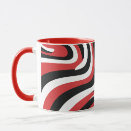 Bold Red and Black Wave Mönster Mugg