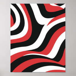 Bold Red and Black Wave Mönster Poster