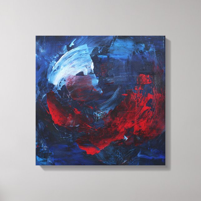 Bold Red and Blue Abstract Swirl Canvas Print (Framsida)