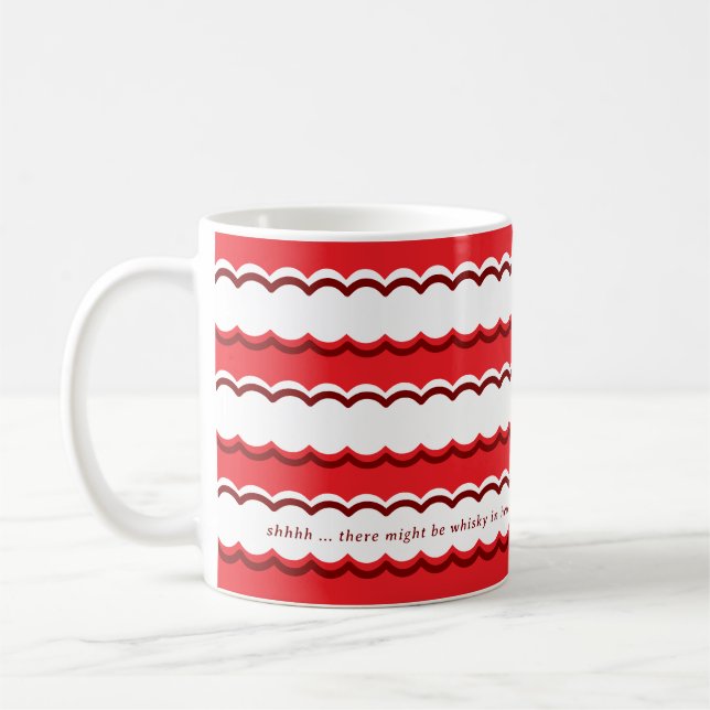 Bold Red and White Scalloped Rand Kaffemugg (Vänster)