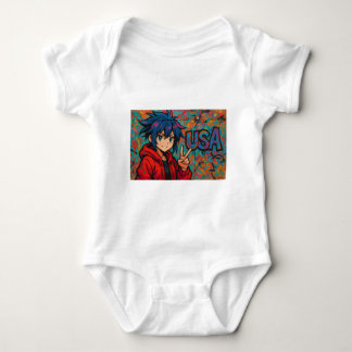 Bold Red Anime USA Graphic T-Shirt