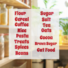 Bold Red Anpassade Pantry Vinyl Stickers Klistermärken