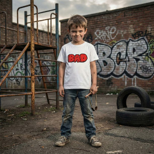 Bold Red Bad Graffiti Stil Text T Shirt