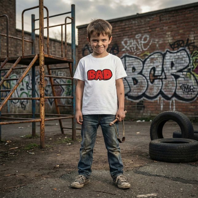 Bold Red Bad Graffiti Stil Text T Shirt (Skapare uppladdad)