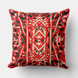 Bold Red Black and Cream Multilayer Design Cushion Kudde