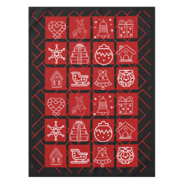 Bold Red & Black Geometric Christmas Tablecloth