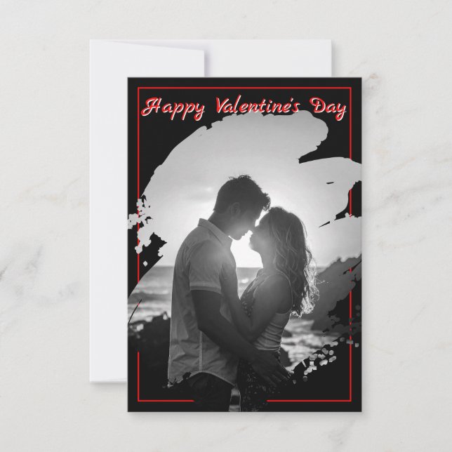 Bold Red & Black Valentine’s Day Photo Card (Framsida)