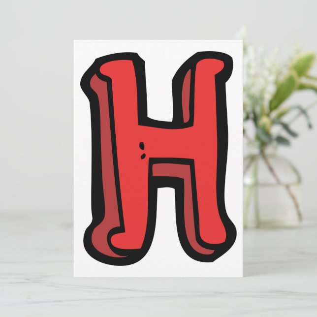 Bold Red Brev H Roligt Alphabet Inbjudningar (Stående Fram)