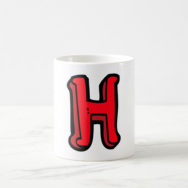 Bold Red Brev H Roligt Alphabet Kaffemugg (Skapare uppladdad)
