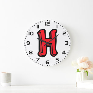 Bold Red Brev H Roligt Alphabet Stor Klocka