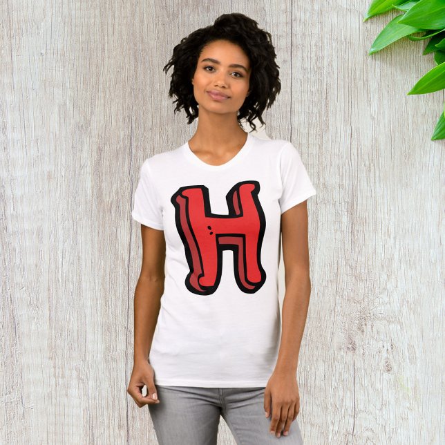 Bold Red Brev H Roligt Alphabet T Shirt (Skapare uppladdad)