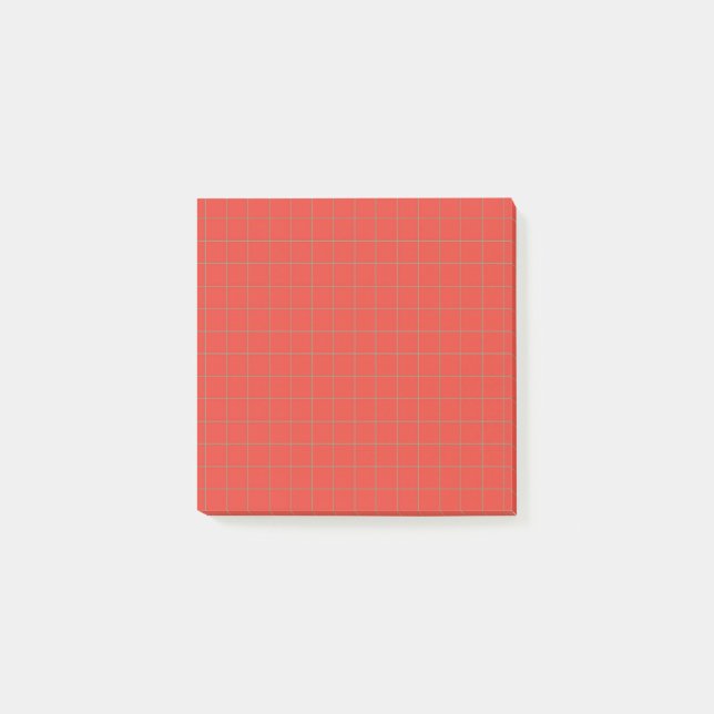 Bold Red Checkated Mönster Grid Post-it Block (Framsida)