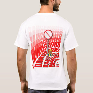 Bold Red DANGEROUS Text med platt varningstecken T Shirt