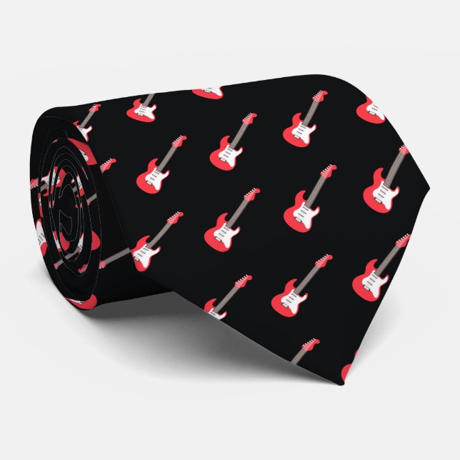 Bold Red Electric Guitar Black Rock Music Pattern Slips (Rullad)