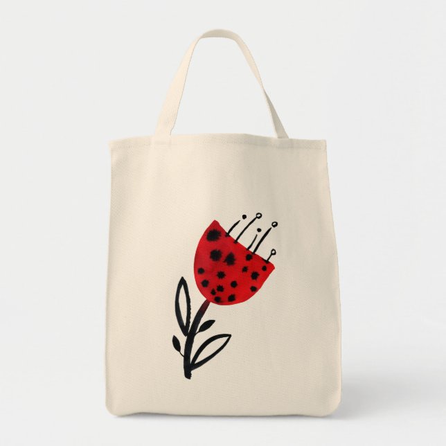 Bold Red Flower Toit Bag Tygkasse (Framsidan)
