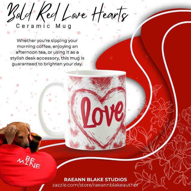 Bold Red Kärlek Hearts Ceramic Mugg (Skapare uppladdad)