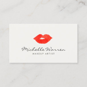 Bold Red Läppar Watercolor Makeup Artist Visitkort