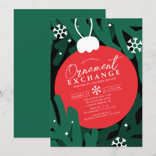 Bold Red Ornament Exchange-inbjudan Inbjudningar