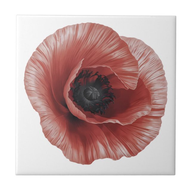 Bold Red Poppy Botanical Art Design Kakelplatta (Framsidan)